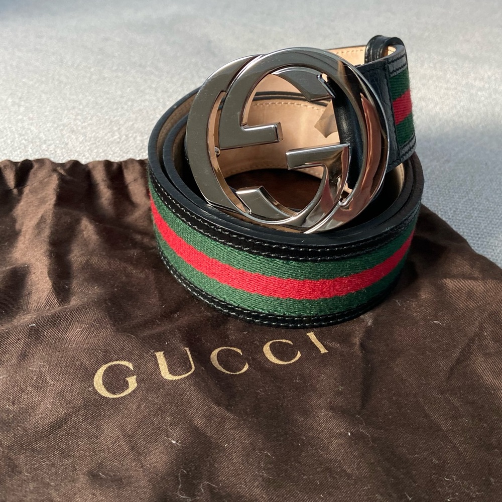 GUCCI Mens Web Belt G Buckle